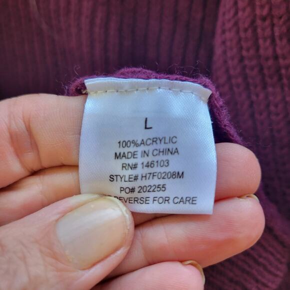 Hippie Rose Juniors Open-Front Lace-Up Cardigan in Artisan Wine, Size L - Picture 3 of 10